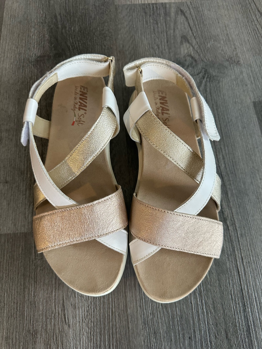 Women’s White and Gold Strappy Comfort Sandals